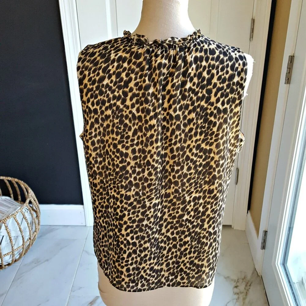 J CREW Animal PRINT Sleeveless BLOUSE SZ L